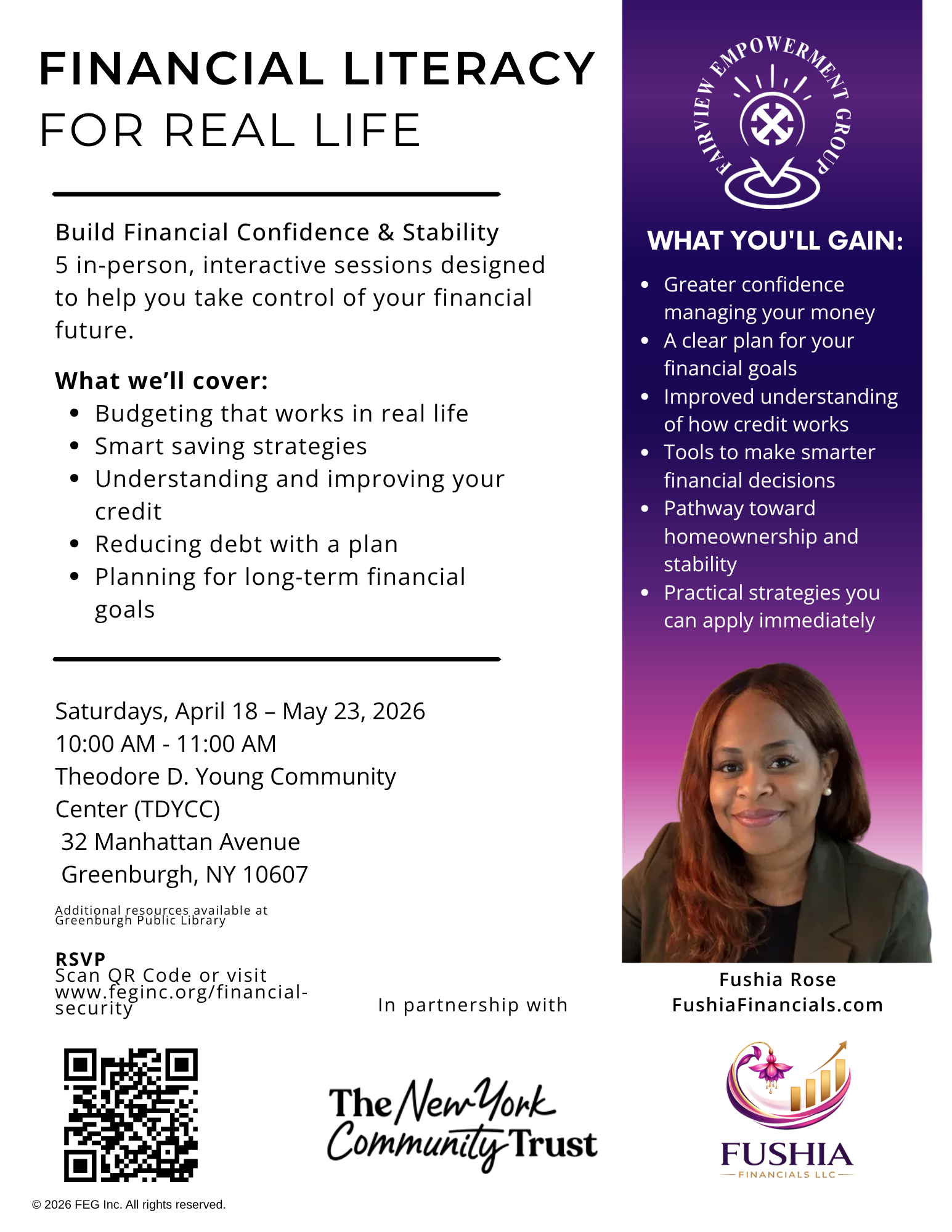 Financial Literacy for Real Life program flyer