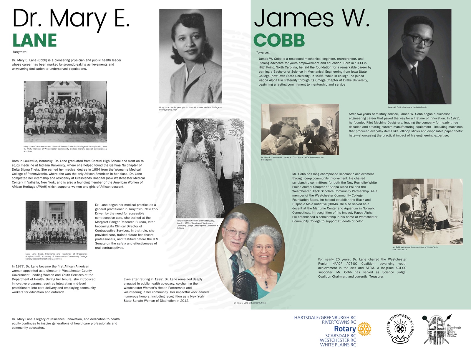 Greenburgh Black History Museum Initiative collection image: Dr. Mary E. Lane & James W. Cobb